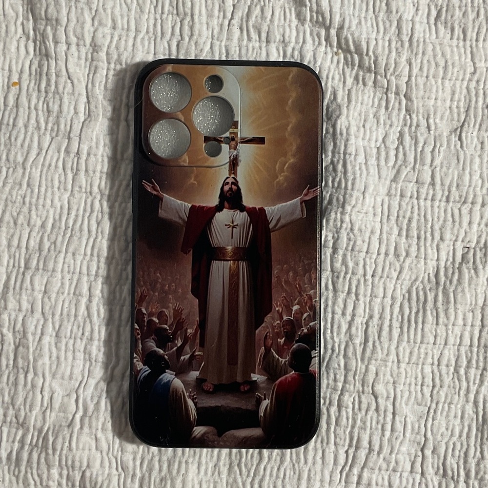 Inspirational Black Phone Case with Religious Design